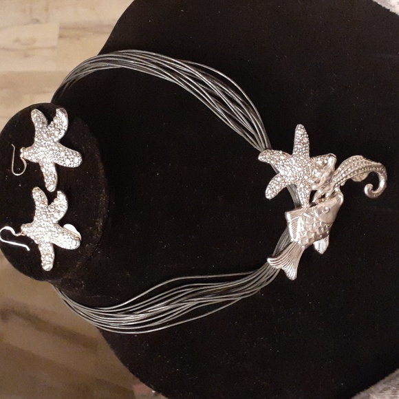 STERLING SEA NECKLACEEARRING SET 925 NWT